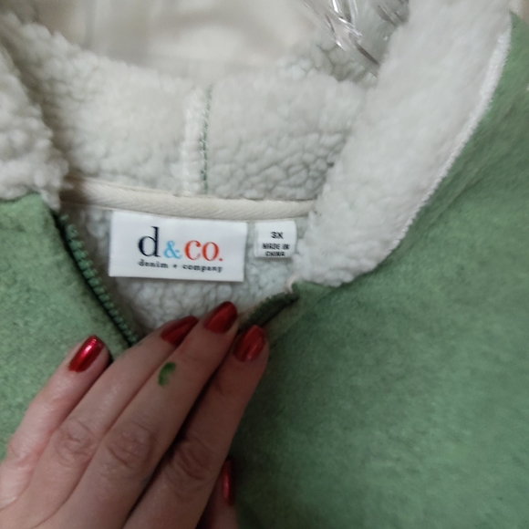 d&co denim company, green coat with Sherpa lining, 3x plus size - Picture 2 of 8